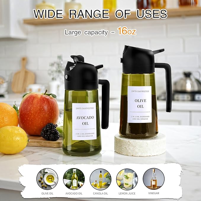 DWTS DANWEITESI Oil Sprayer for Cooking 2pcs, 2 in 1 Oil Dispenser and Oil - Image 5