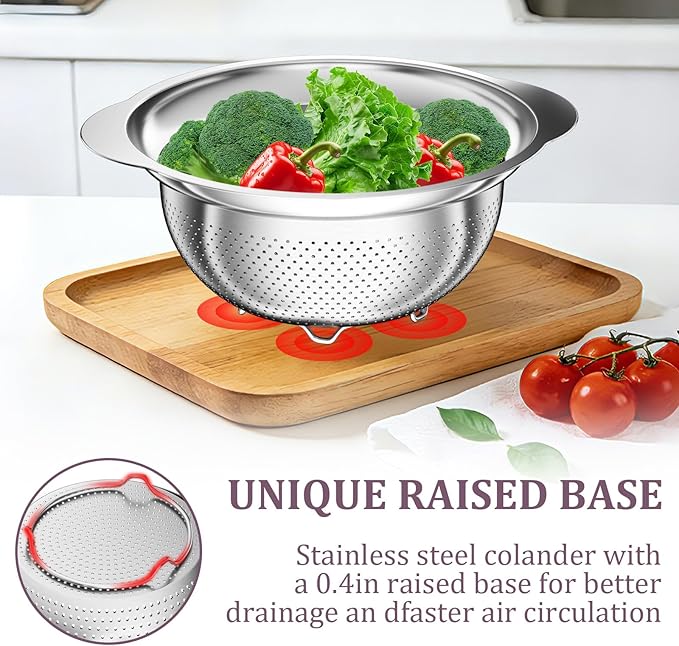 Stainless Steel Colander - 3QT Medium Capacity Strainer - Image 5