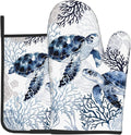 Coastal Oven Mitts and Pot Holders Sets of 2 Summer Kitchen Mitts Blue Sea by DZGlobal