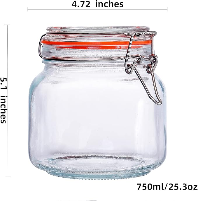 Hovico 25 oz Glass Jars With Airtight Lids And Leak Proof Rubber Gasket - Image 2