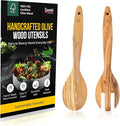 Olive Wood Utensil Set of 2 PCS – Handcrafted Wooden Spoon & Spatula – Natural by Boxikikitchen