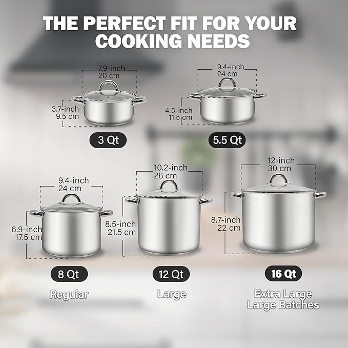 Cook N Home 5.5-Quart Sauce Pot Stainless Steel Stockpot - Image 2