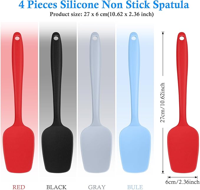 Shappy 4 Pieces Silicone Cooking Spoons 10.6 Inch Heat Resistant Kitchen Spoons - Image 2