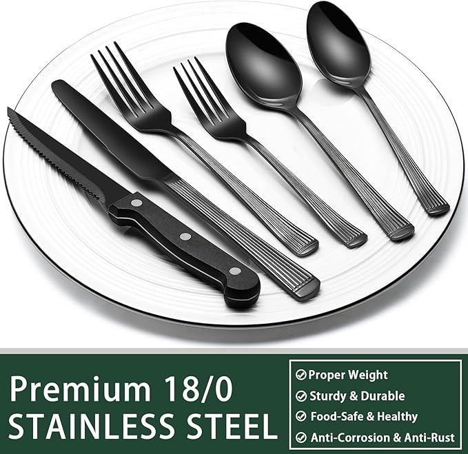 EWFEN 24-Piece Black Silverware Set - Image 5