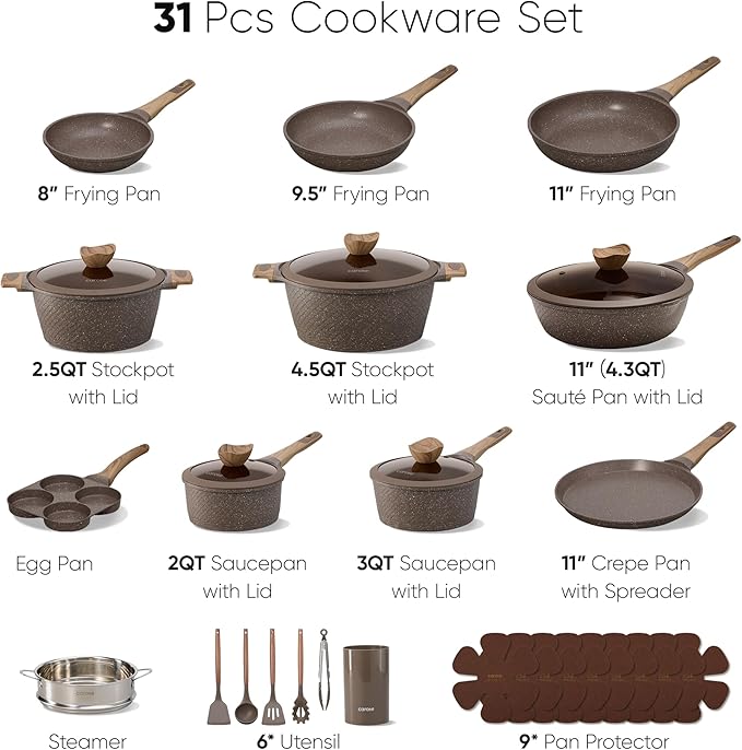 CAROTE 31pcs Pots and Pans Set Non Stick, Cookware Set Pots and Pans, Nonstick - Image 2