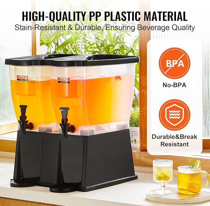 VEVOR Beverage Dispenser, 3 Gallon x 2 Drink Dispensers - Image 4