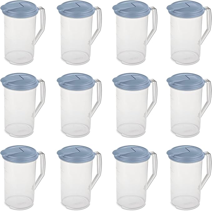 Sterilite 2 Quart Clear Round Plastic Pitcher, Dishwasher Proof by Sterilite