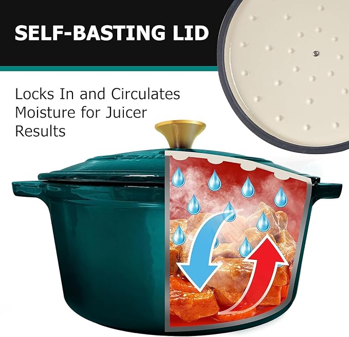 MUELLER HOME 7.5 QT Enameled Cast Iron Dutch Oven, Heavy-Duty Casserole Dish - Image 4