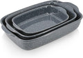 Ceramic Bakeware Dish Set of 3, Rectangular Baking Casserole by Krokori