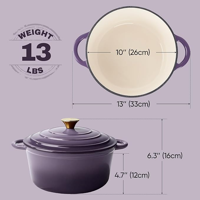 6 Quart Dutch Oven Pot with Lid, Non Stick Enameled Cast Iron Dutch Oven - Image 5