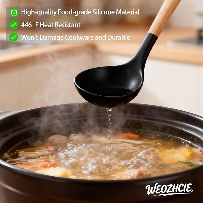 Silicone Cooking Utensil Set, Nonstick 446°F Heat-Resistant Cookware Kitchen - Image 4