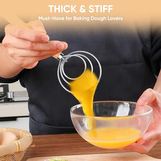 Maxjoy Danish Dough Whisk Wooden Dutch Bread Mixer - Image 5