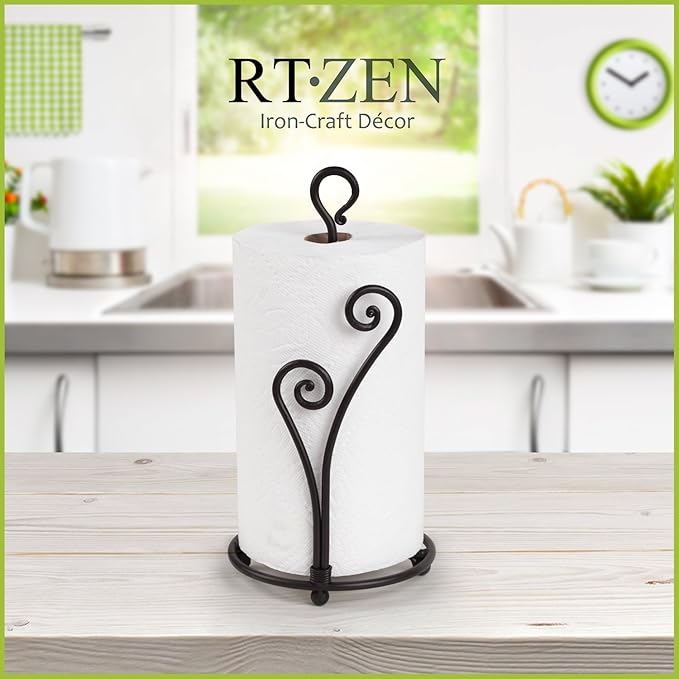 RTZEN Matte Black Paper Towel Holder Countertop - Image 4