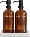 Amber Glass Soap and Lotion Dispenser Set by BrighterBarns