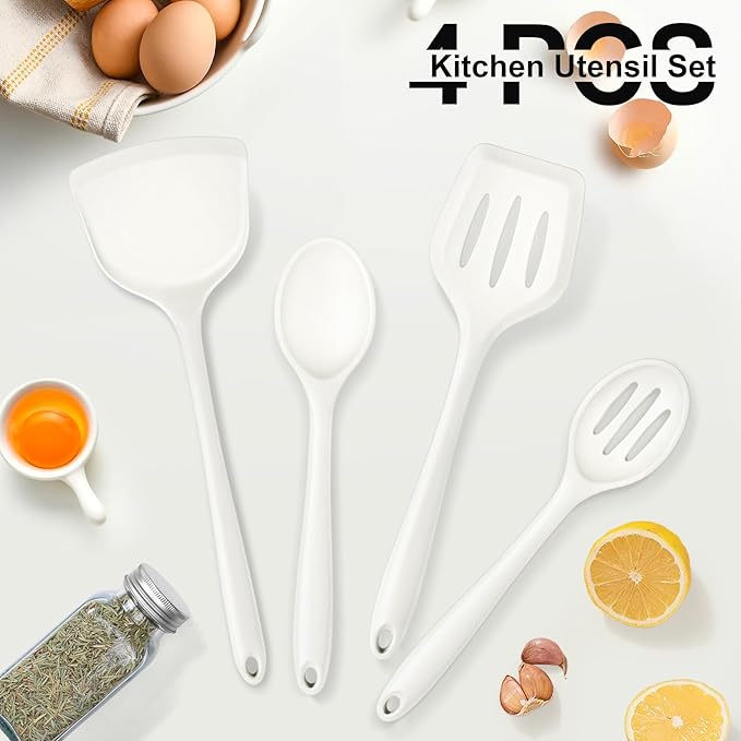 P&P CHEF Kitchen Utensil Set, 4 Pieces Non-stick Silicone Cooking Utensils - Image 6
