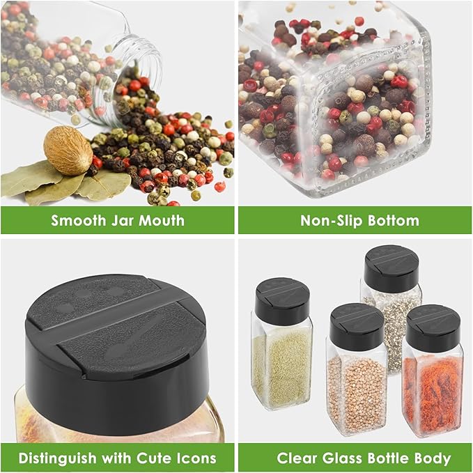 Saiveina 12 Pack Glass Spice Jars - Image 3