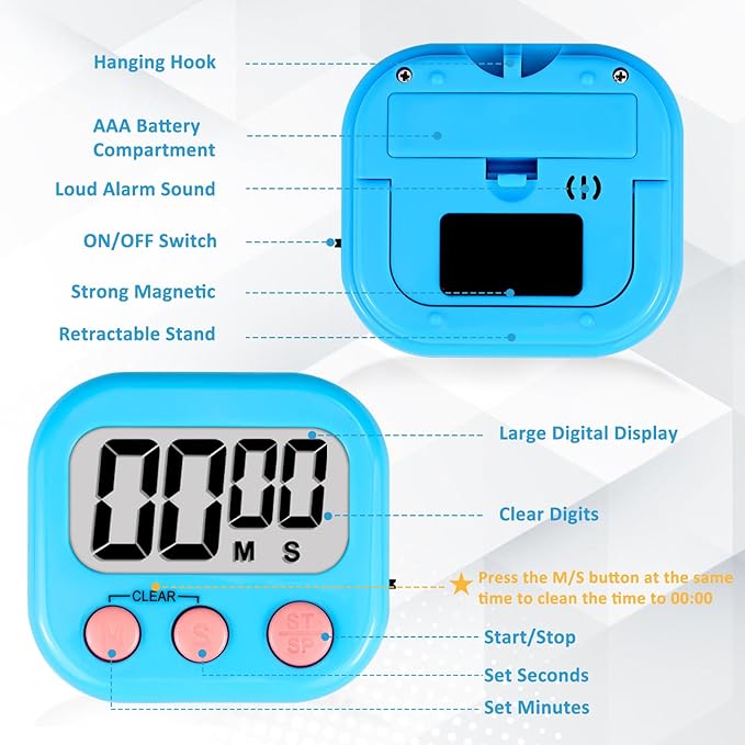 ZILLEEN 12 Pack Kitchen Timers for Cooking Digital Classroom Timers for Kids - Image 8