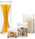 Libbey Stacking Cylinder Assorted Storage Jars, Stackable Glass Jars Set of 4 by Libbey