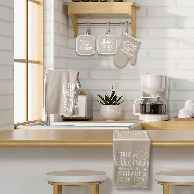 Sratte 6 Pcs Kitchen Decor Accessories Set Farmhouse Towels Pot Holders Oven - Image 3