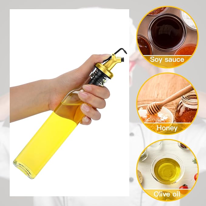 Hushee 12 Pcs Clear Glass Olive Oil Dispenser Bottles Sets Include 8oz Glass - Image 4