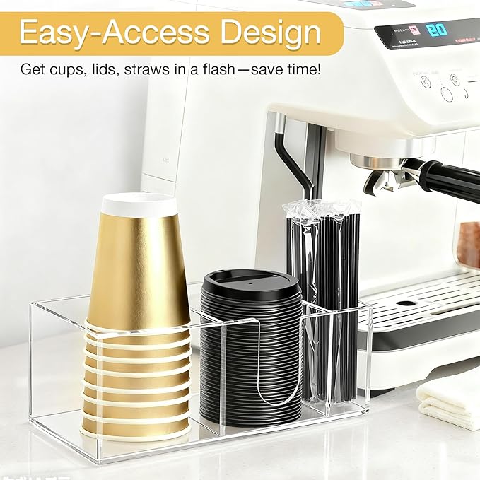 Acrylic Cup Holder for Countertop, 3 Slots Acrylic Coffee Bar Accessories and - Image 3