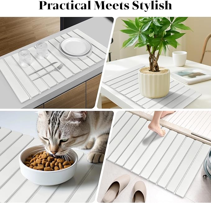 Large Stone Dish Drying Mats for Kitchen Counter, Quick Drying Collapsible Dish - Image 7