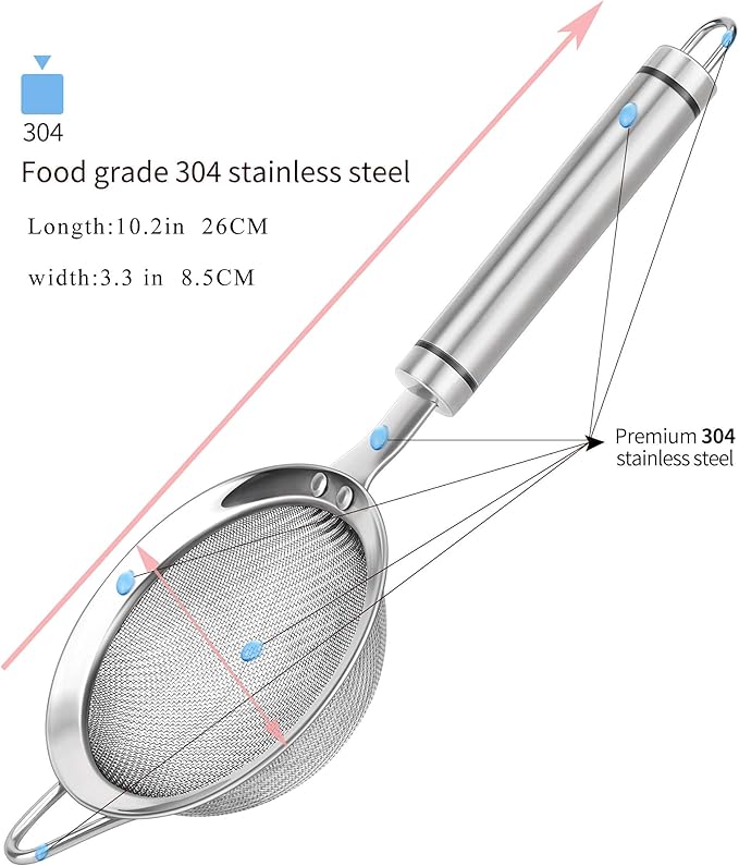 304 Stainless Steel Fine Mesh Strainers - Image 2