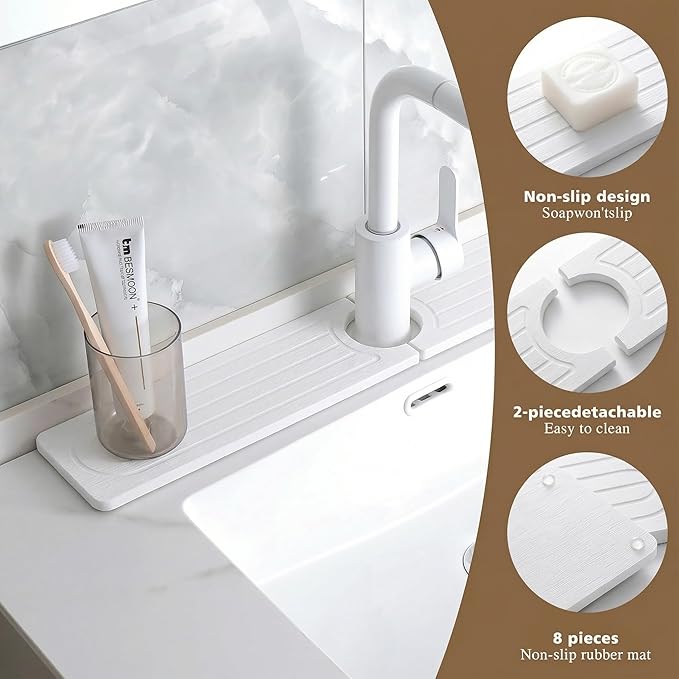Faucet Mat for Kitchen Sink -Diatomite Stone Drying Mat for Kitchen Counter & - Image 3