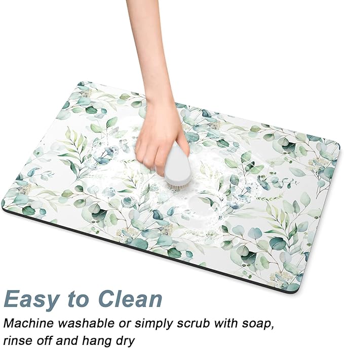 Rnivvi Coffee Mat, Hide Stain Rubber Backed Absorbent Dish Drying Pad - Image 5
