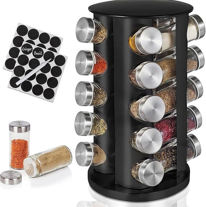 EBIZ&TECH 20-Jar Stainless Steel Rotating Spice Rack - Image 9