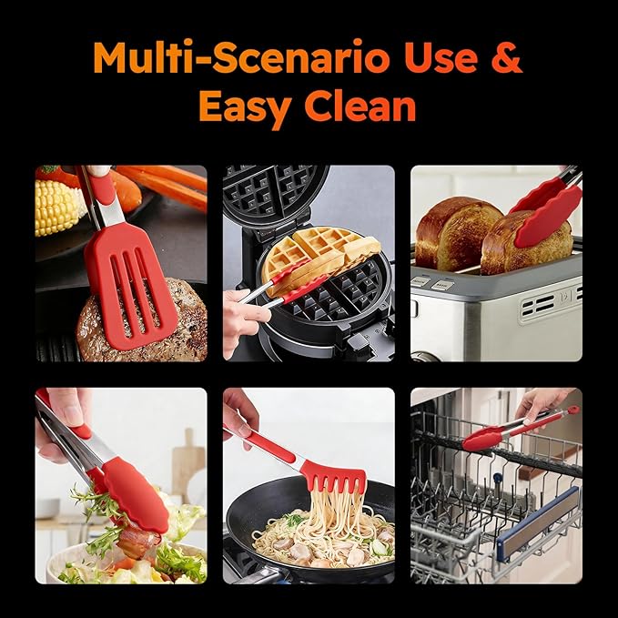HST 3 Pack Kitchen Tongs, Non Stick Stainless Steel 9 Inch Tongs - Image 7