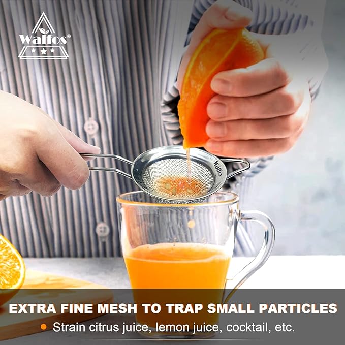 Walfos Mini Fine Mesh Tea Strainer, Stainless Steel Small Sifter - Image 4