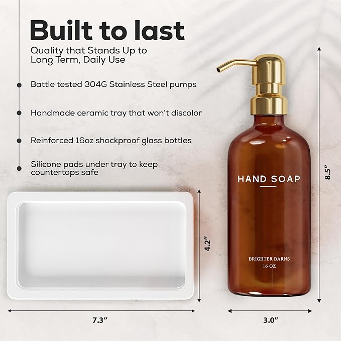 Luxury Glass Soap and Lotion Dispenser Set - Image 3