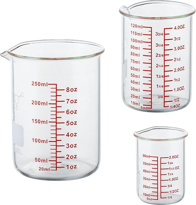 Ackers Mini Glass Measuring Beaker Set, Borosilicate, 2oz 4oz 8oz Measuring Cups - Image 8