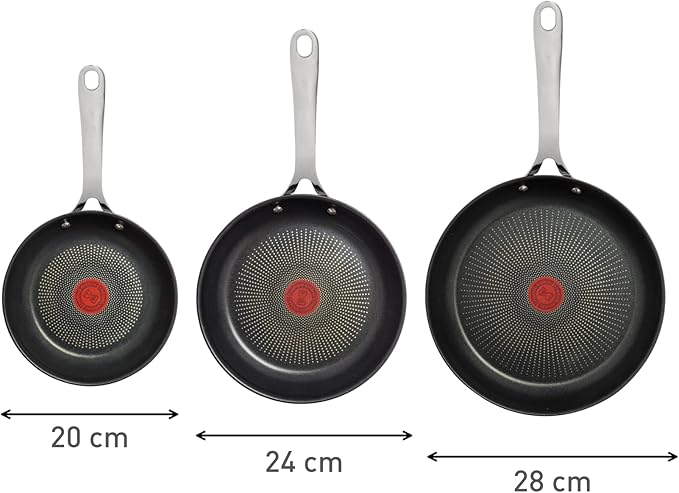 T-Fal Jamie Oliver Cooks Direct, Stainless Steel Non-stick Frying Pan 3 Pcs Set - Image 8