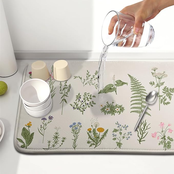 Kawani Sage Flower Herbs Dish Drying Mat - Image 6