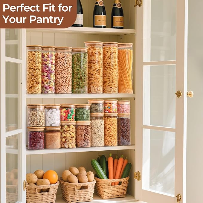 ComSaf Airtight Glass Food Storage Jars Set of 6, 0.6 Qt Clear Glass Food - Image 6
