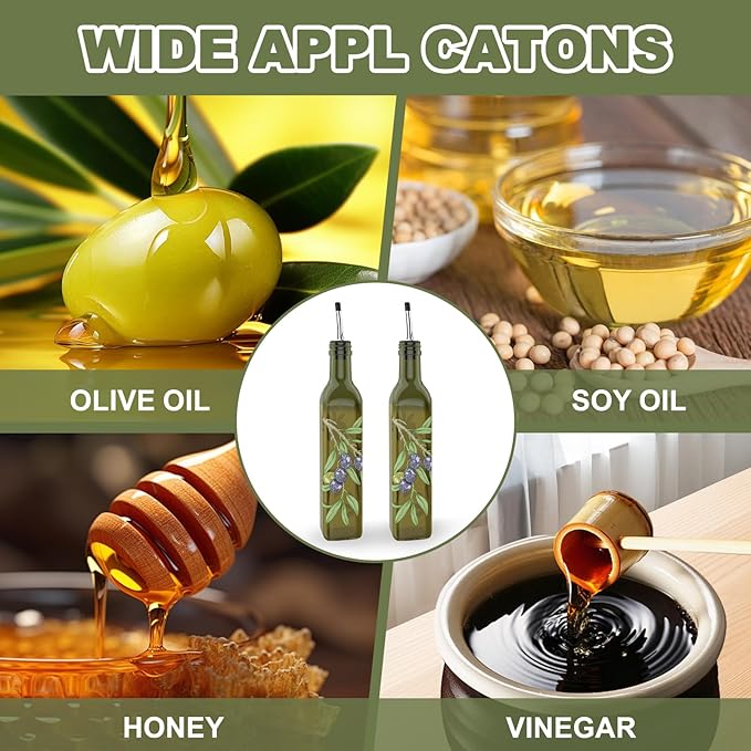 COOLMI Oil and Vinegar Dispenser Set - 17oz/500ML Premium Glass Olive Oil - Image 5