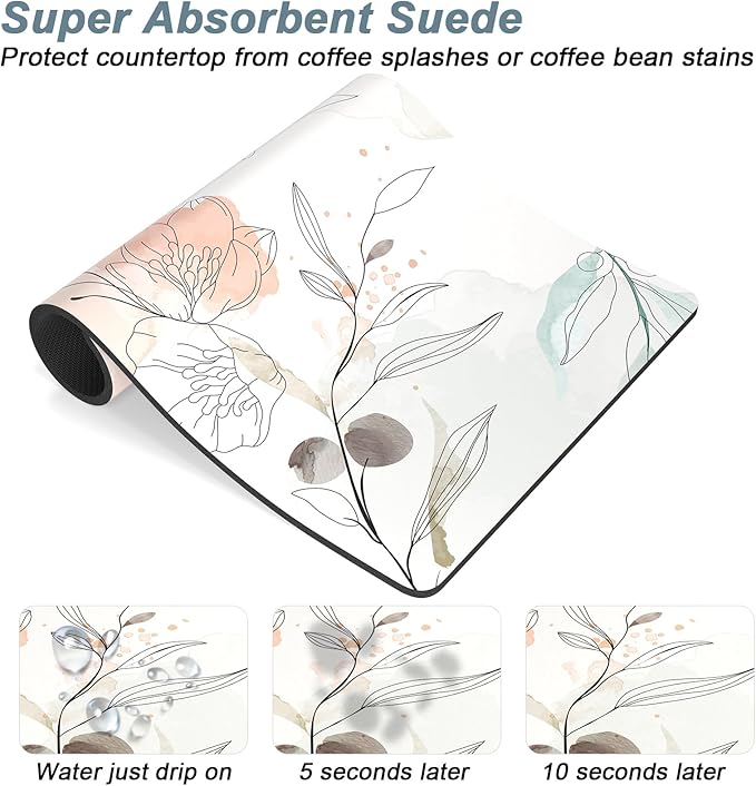 Rnivvi Coffee Mat, Hide Stain Rubber Backed Absorbent Dish Drying Pad - Image 3
