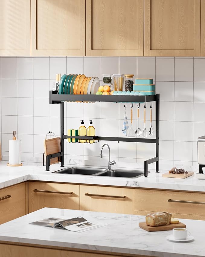 Sakugi Over The Sink Dish Drying Rack, Expandable 2-Tier Stainless Steel - Image 7