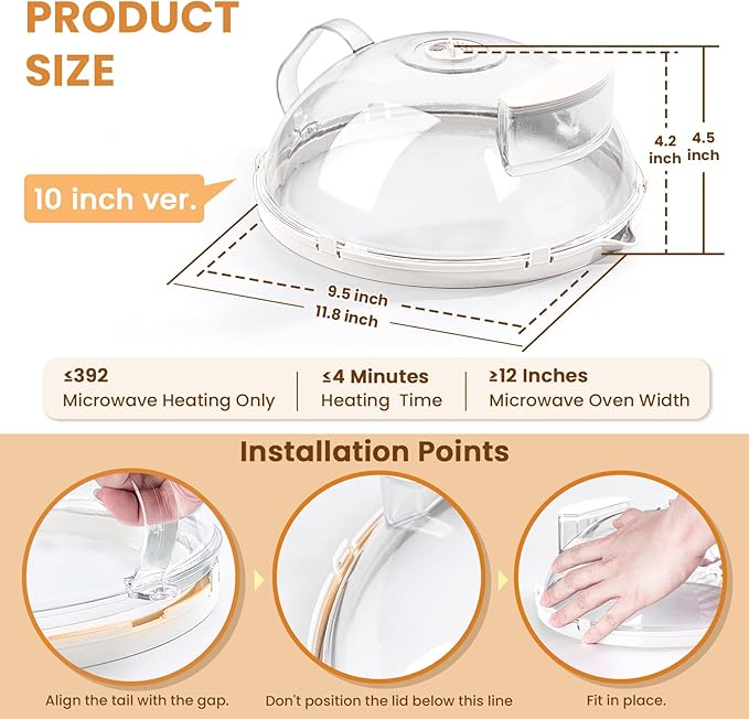 Gracenal Microwave Food Cover, 10 Inch Microwave Splatter Cover - Image 3