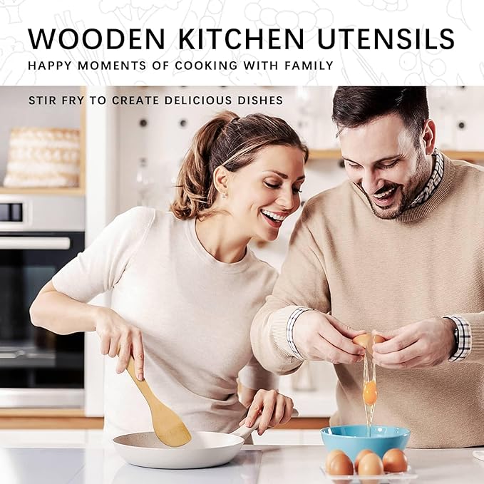 Wooden Spoons for Cooking, Wooden Spoon & Wooden Spatula, Bamboo Cooking - Image 3