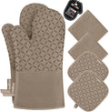 KEGOUU Oven Mitts and Pot Holders 6pcs Set, Kitchen Oven Glove High Heat by KEGOUUOvenMitt