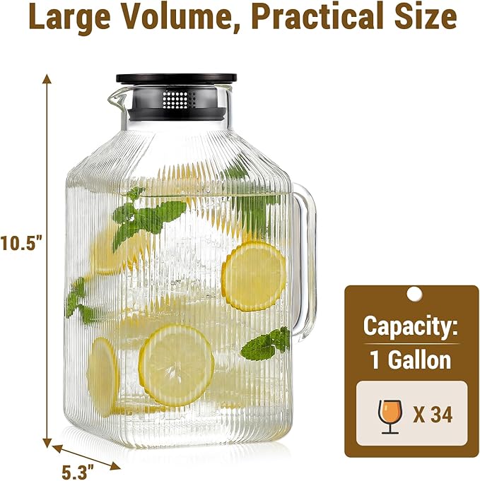 1 Gallon Square Glass Pitcher - Image 2