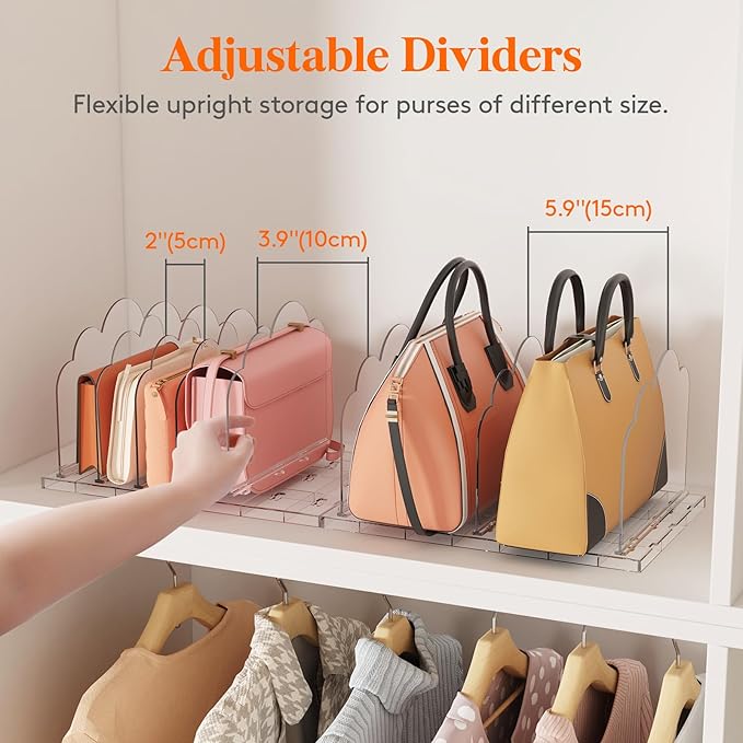 Lifewit Purse Organizer for Closet, Adjustable Clutch Purse Storage Organizer - Image 3