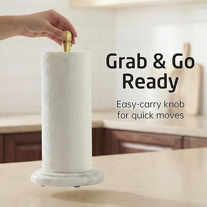 KES Brushed Gold Marble Paper Towel Holder Countertop - Image 8