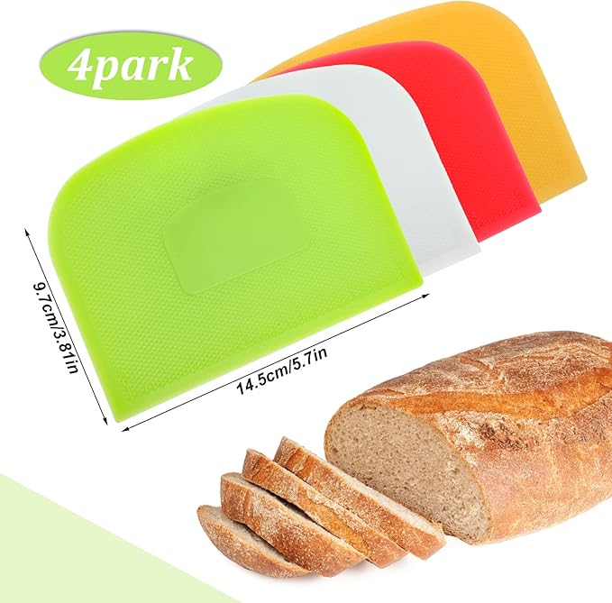 4 Piece Plastic Dough Scraper Bowl Scraper Flexible Multipurpose Food Scraper - Image 2