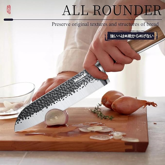Huusk Santoku Knife 7 Inch Japanese Kitchen Knife Hand Forged Chopping Knives - Image 2