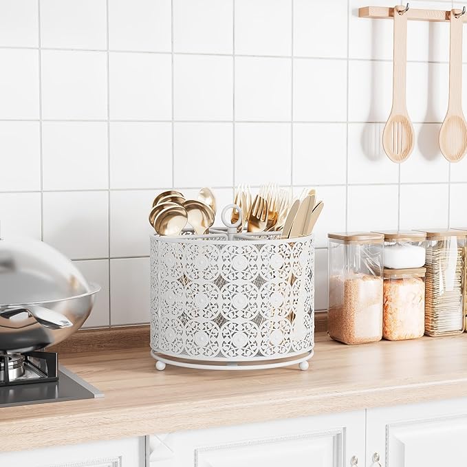 YIUKEA Rotating Utensil Caddy Holder - Image 2
