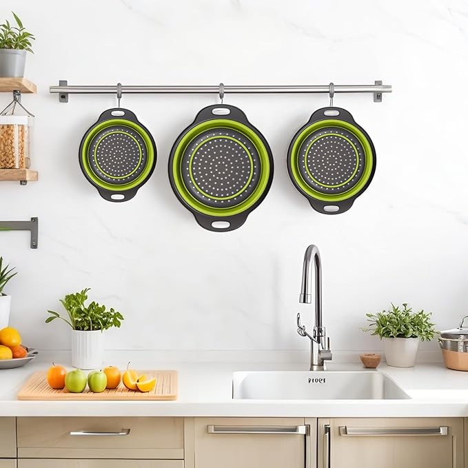 Collapsible Colander 3-Pack Set Space-Saving Foldable Kitchen Strainer - Image 7